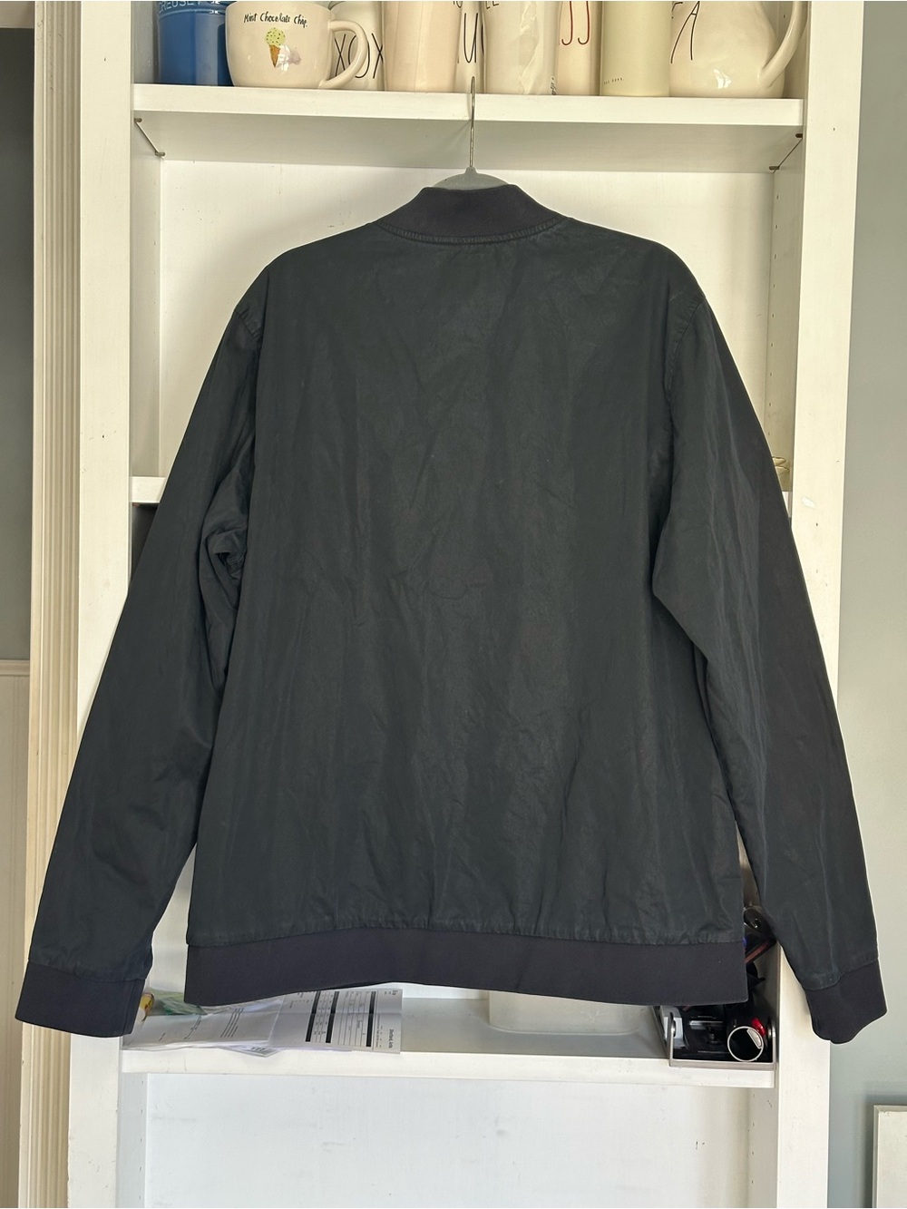 MARINE LAYER dry wax bomber jacket in blue/black - Picture 6 of 16